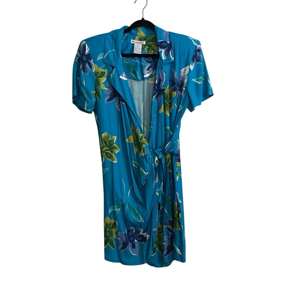 VTG Tiki Hawaiian Maxi Flower Power Tropical Wrap Dress Hawaii Size 12